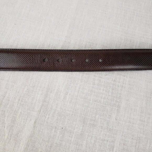 Trafalgar Brown Leather Belt Diamond Embossed Brass Buckle Mens Size 34 - Picture 8 of 11